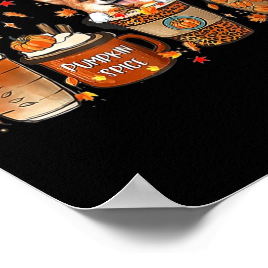Fall Coffee Pumpkin Gewürz Latte Iced Herbst Corgi Poster (Ecke)