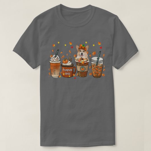 Fall Coffee Pumpkin Gewürz Latte Iced Herbst Corgi T-Shirt (Design vorne)