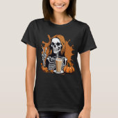 Fall Coffee Skeleton Halloween T-Shirt (Vorderseite)