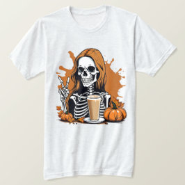 Fall Coffee Skeleton Halloween T-Shirt