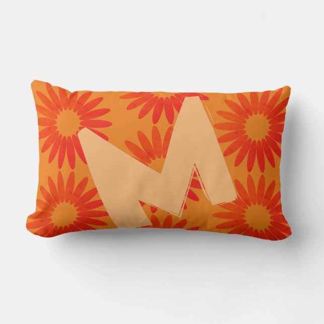 Fall Collection Bright Floral Muster Monogramm Lendenkissen (Vorderseite)