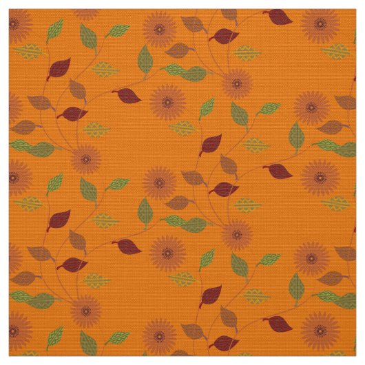 Fall Collection Bright Orange Blumen Leaf Muster Stoff (Muster)