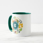 Fall Colors Leafs Circle, Custom Monogram Tasse (Vorderseite Links)