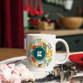 Fall Colors Leafs Circle, Custom Monogram Tasse