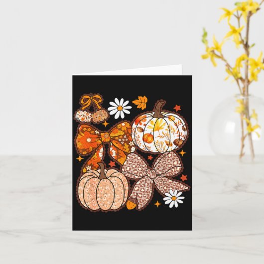 Fall Coquette Bow Fall Pumpkin Thanksgiving Women Karte (Gelbe Blume)