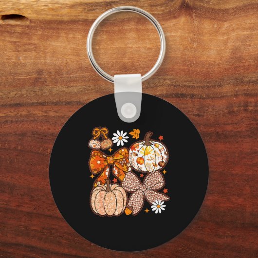 Fall Coquette Bow Fall Pumpkin Thanksgiving Women Schlüsselanhänger (Vorderseite)