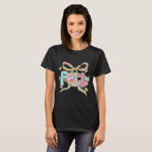 Fall Coquette Bow Pumpkin Erntedank Herbstleav T-Shirt (Vorne ganz)