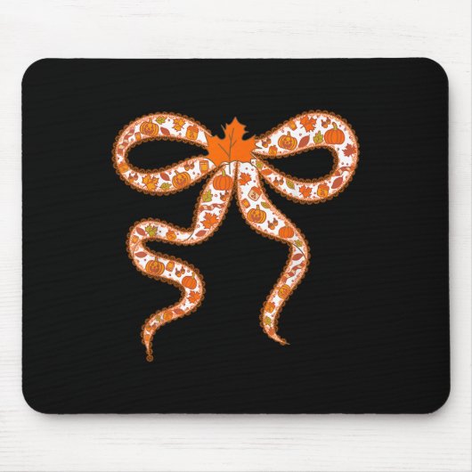 Fall Coquette Lace Bow Blätter Pumpkin Erntedank Mousepad (Vorne)