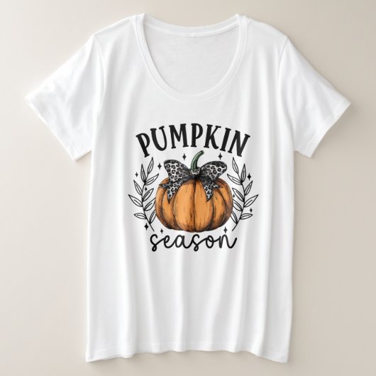 Fall Coquette Pumpkin-Saison Große Größe T-Shirt (Design vorne)