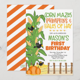Fall Corn Maze Pumpkin Boy Geburtstag Einladung