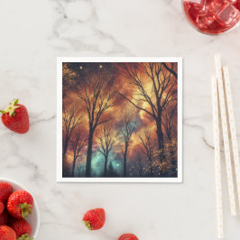 Fall Cosmic Twilight Forest Découpage Napkins Serviette