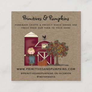 Fall Country Barn Kraft Business Card Quadratische Visitenkarte