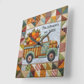 Fall Country Harvest Lieferwagen Truck Wall Clock Quadratische Wanduhr (Winkel)