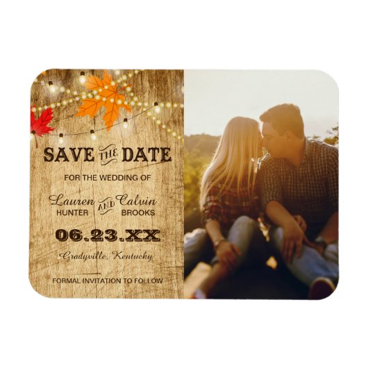 Fall Country Hochzeit Save the Date mit Foto Magnet (Horizontal)