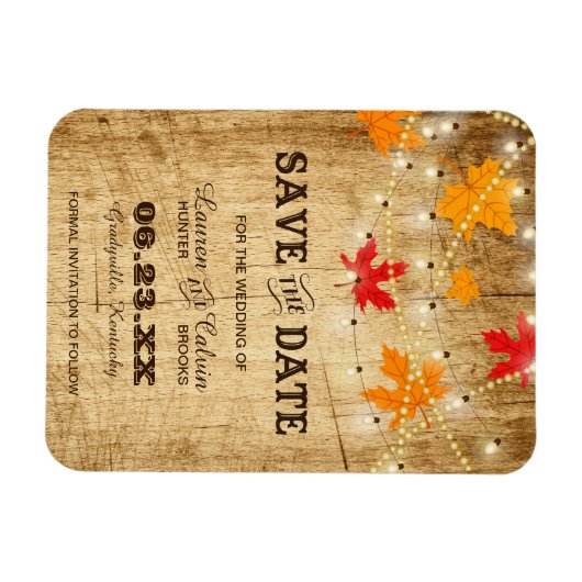 Fall Country Hochzeit Save the Date mit Lichtern Magnet (Horizontal)