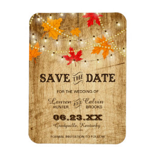 Fall Country Hochzeit Save the Date mit Lichtern Magnet