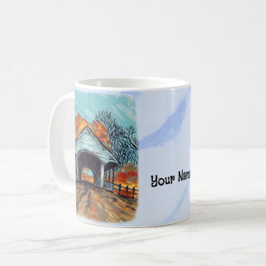 Fall Covered Bridge Kaffeetasse (Vorderseite Links)