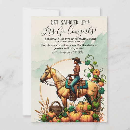 Fall Cowgirl Einladung (Vorderseite)