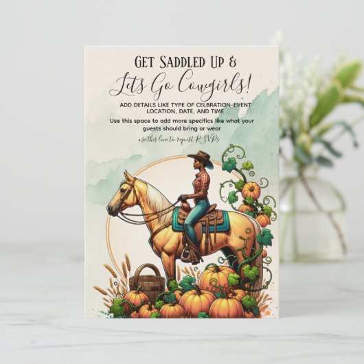 Fall Cowgirl Einladung (Stehend Vorderseite)