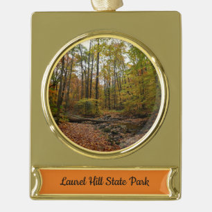 Fall Creek auf Laurel Hill Staat Park Pennsylvania Banner-Ornament Gold