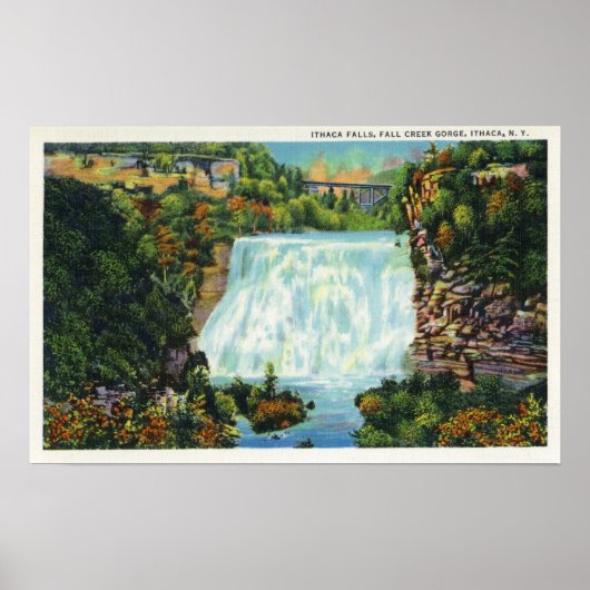 Fall Creek Gorge View, Ithaca Falls Scene Poster (Vorne)