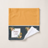 Fall critters and nature with customizable text b badhandtuch set (Waschlappen)