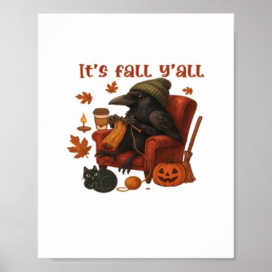 Fall Crow - It's Fall Y'all Art Poster (Vorne)
