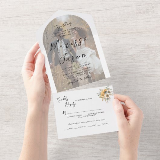 Fall Custom Foto Hochzeit All In One Einladung (Abreißen)