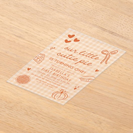 Fall Cute Hand Drawn Our Little Cutie Pie Birthday Acryleinladungen (Ablage )