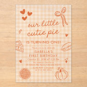 Fall Cute Hand Drawn Our Little Cutie Pie Birthday Acryleinladungen (Vorderseite)