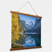 Fall Dachstein Berg reflektiert in Gosausee Lak Wandteppich Mit Holzrahmen (Gewinkelt)