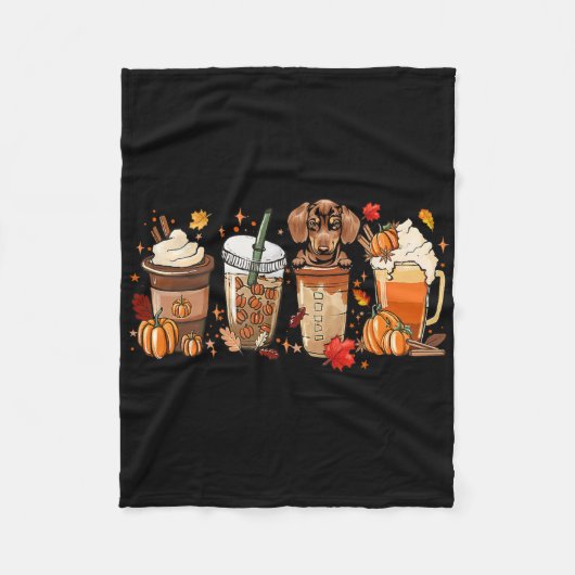 Fall Dackel Cat Halloween Outfit für Fallen Fleecedecke (Vorderseite)