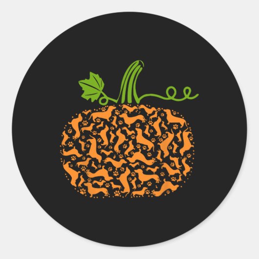 Fall Dackel Doxin Pumpkin Fun Halloween Dog Lov Runder Aufkleber (Vorderseite)