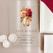 Fall Dahlia Mason Jar Wedding Save the Date Acryleinladungen