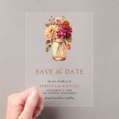 Fall Dahlia Mason Jar Wedding Save the Date Acryleinladungen (Insitu (Handheld))