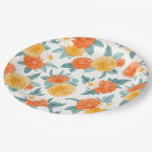 Fall Dahlias Floral Wasserfarben Muster Pappteller (Schrägansicht)