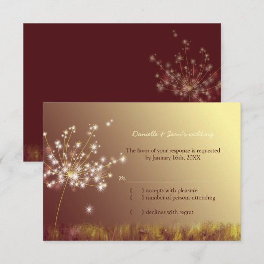 Fall Dandelion Field Wedding RSVP Card Karte (Vorne/Hinten)