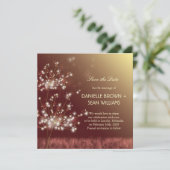 Fall Dandelions Brown Wedding Save the Date (Stehend Vorderseite)