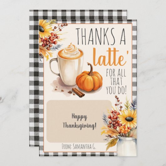 Fall dank eines Latte Coffee Geschenkkartenhalters Ankündigung (Vorne/Hinten)