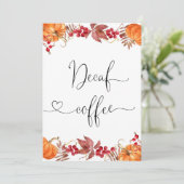 Fall Decaf-Kaffeekarte Einladung (Stehend Vorderseite)