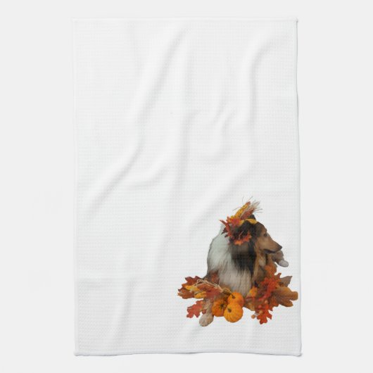 Fall Decor Sheltie Geschirrtuch (Vertikal)