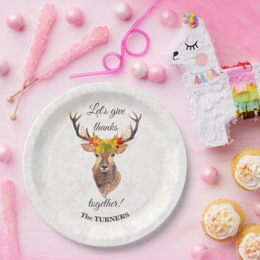 Fall Deer Lasst uns gemeinsam danken Erntedank Pappteller (Party)