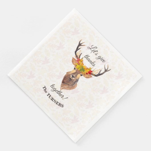 Fall Deer Lasst uns gemeinsam danken Erntedank Serviette (Ecke)