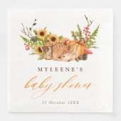 Fall Deer Pumpkin & Sunflowers Babydusche Serviette (Vorderseite)