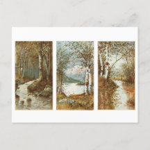 Fall der Forest Vintag Postkarte