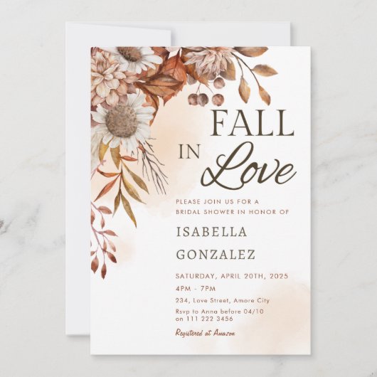 Fall der Liebe Brautparty Boho Rust Sonnenblume Einladung (Vorderseite)