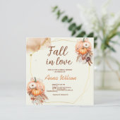 Fall der Liebe Brautparty Rustikale Pumpkin Pampas Einladung (Stehend Vorderseite)