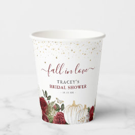 Fall der Liebe Burgund Floral Pumpkin Brautparty Pappbecher