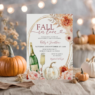Fall der Liebe Elfenbeinflorale Pumpkin-Verlobung Einladung