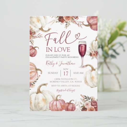 Fall der Liebe Elfenbeinpumpenkolonne Einladung (Stehend Vorderseite)